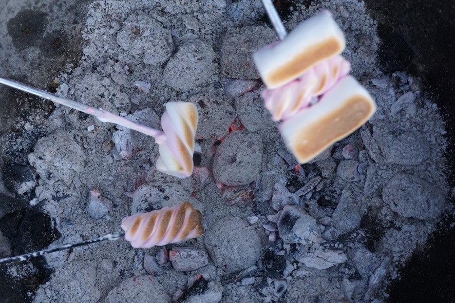 Rosta marshmallows över en lägereld - klart